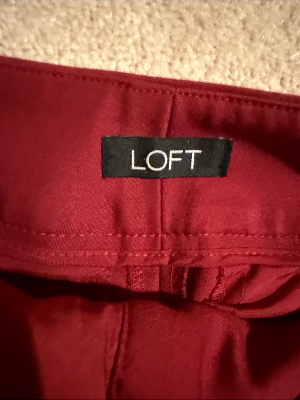 LOFT Julie Skinny Pants in Deep Red with Front Pocket Zippers - Picture 2 of 10